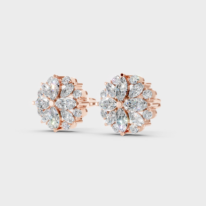 9K Rose Gold Mixed-Cut Lab-Grown Diamond Earrings With Hallmark Quality