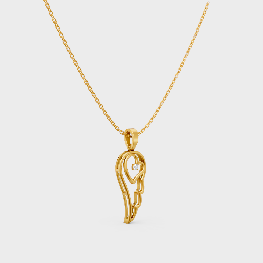 Minimal Round Cut Lab-Grown Diamond Pendant In Yellow Gold
