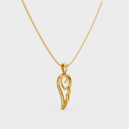 Minimal Round Cut Lab-Grown Diamond Pendant In Yellow Gold