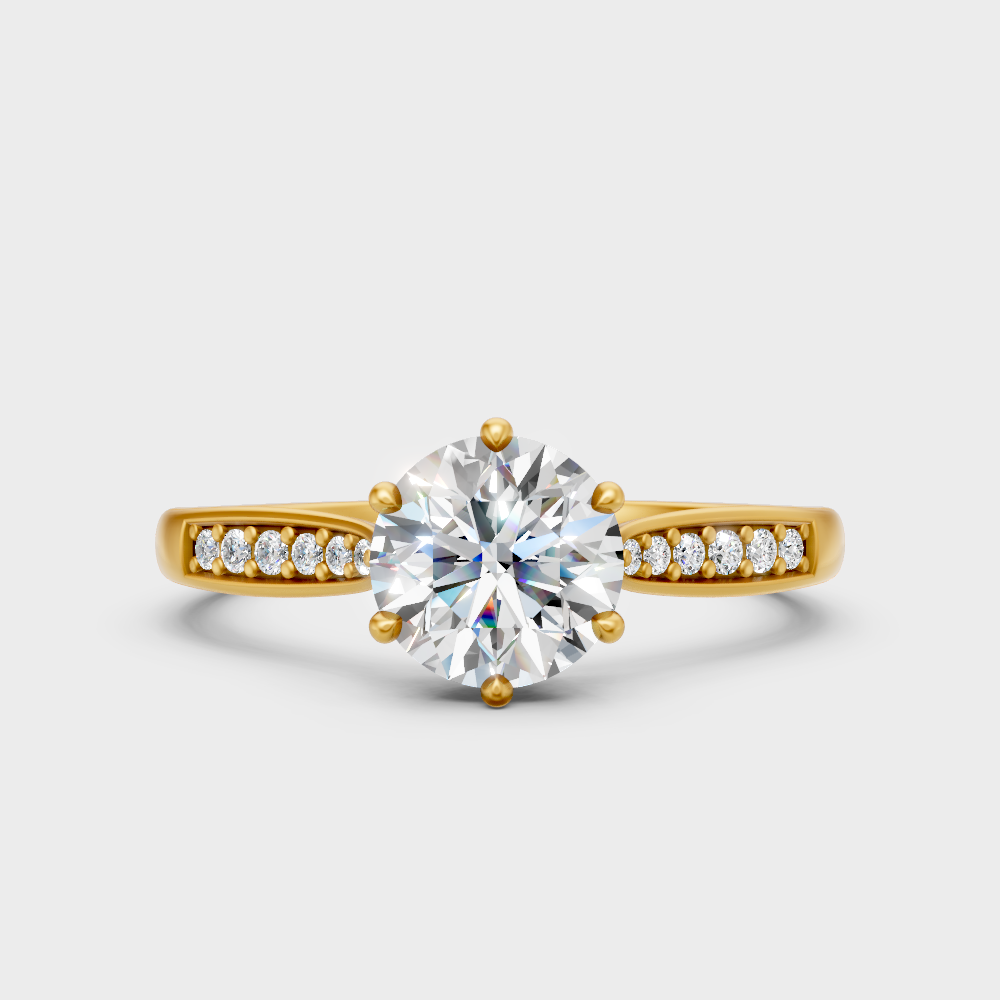 Igi Certified Round-Cut Lab-Grown Diamond Engagement Ring In 18K Yellow Gold