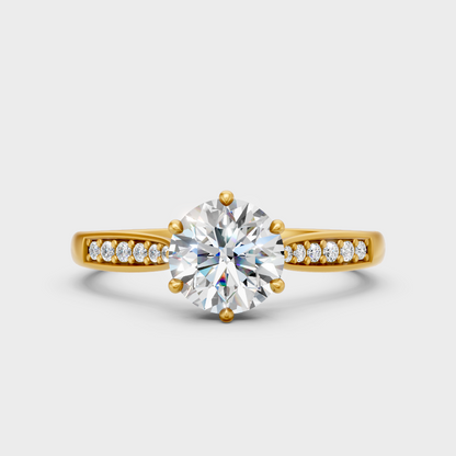 Igi Certified Round-Cut Lab-Grown Diamond Engagement Ring In 18K Yellow Gold
