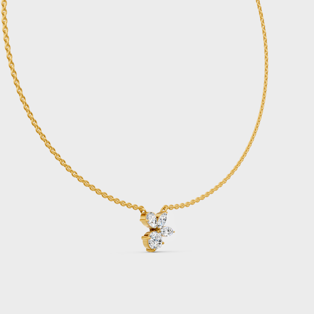 Sustainable Yellow Gold Pendant With Gli Certified Mixed-Cut Lab-Grown Diamonds