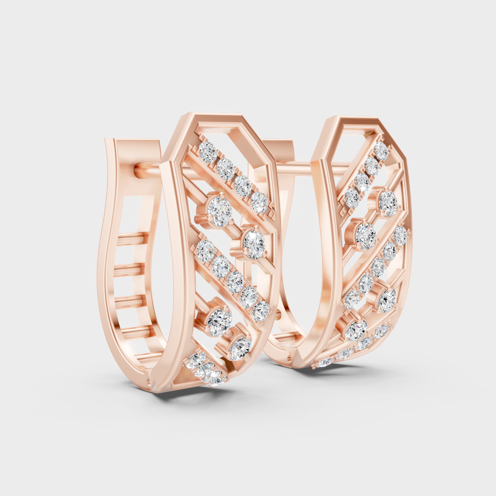 Elegant Rose Gold Lab-Grown Diamond Hoop Earrings 0.175 Ct Each