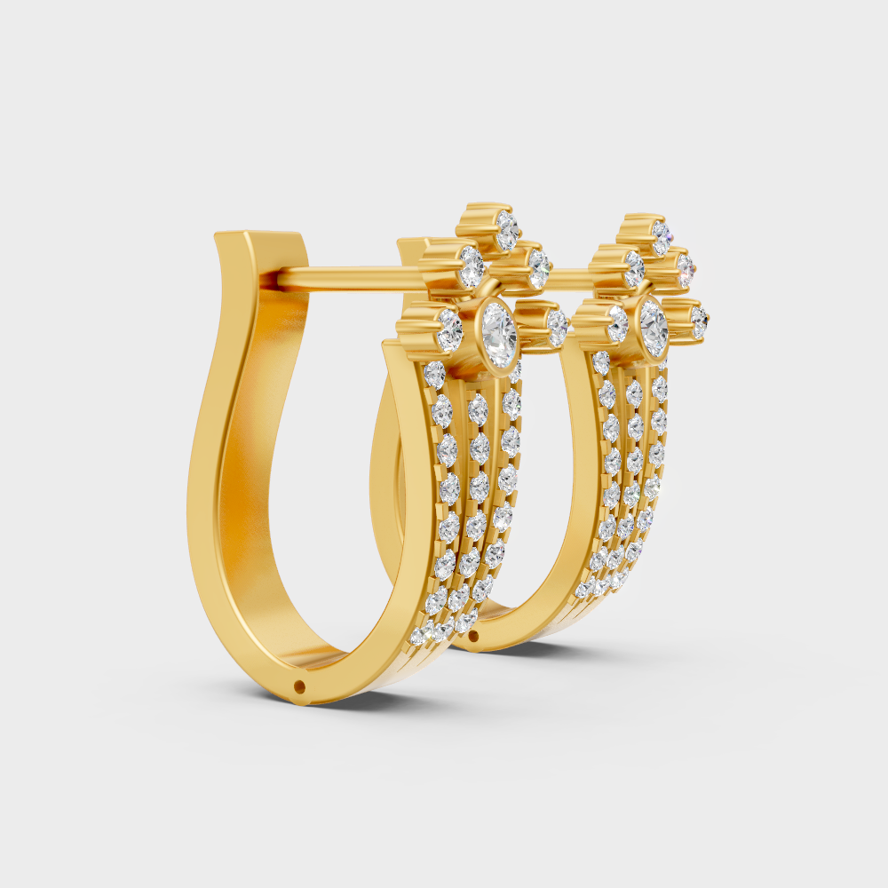 Hallmark Yellow Gold Round Cut Lab Diamond Hoop Earrings For Women