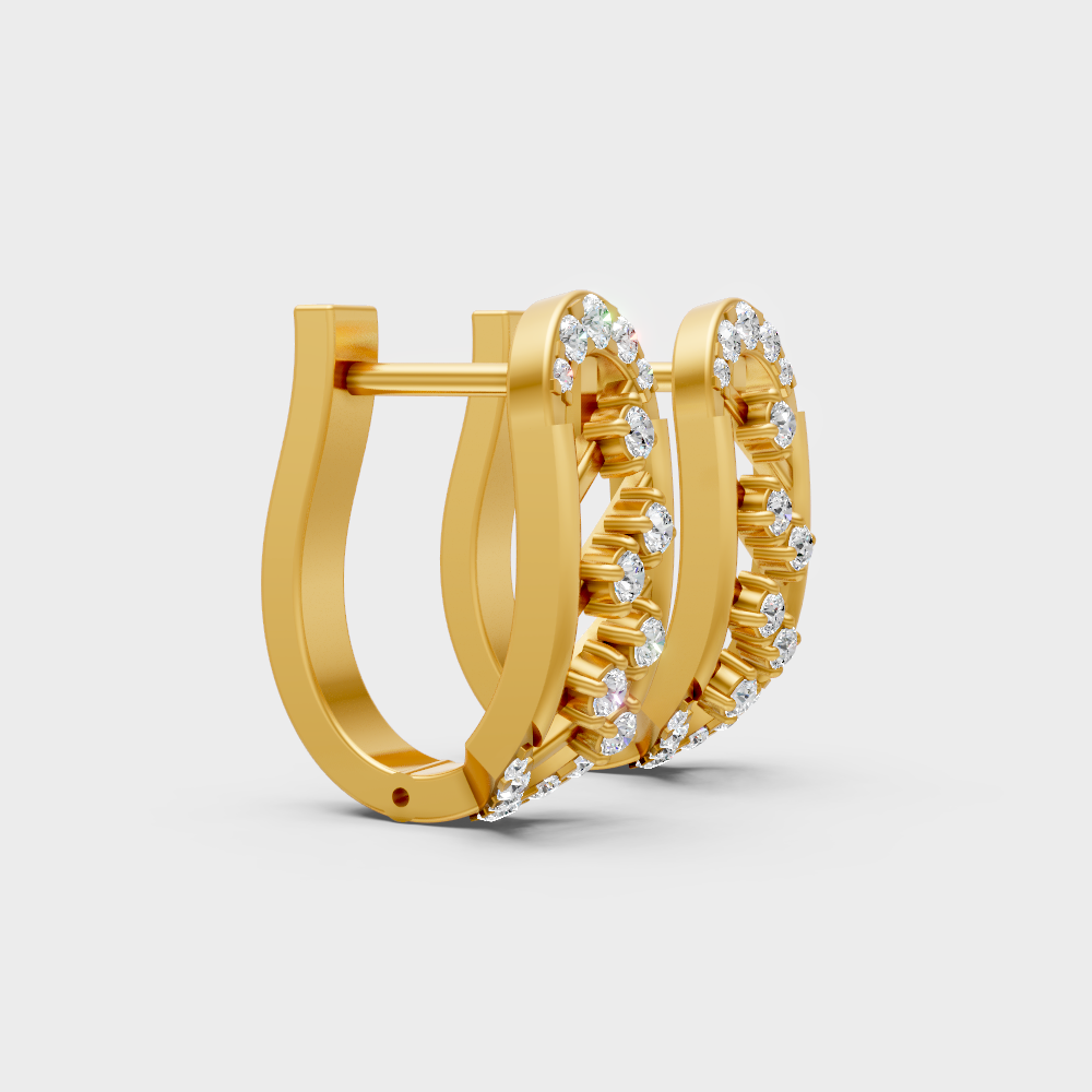 Hallmark Yellow Gold Round Cut Lab Diamond Hoop Earrings For Women