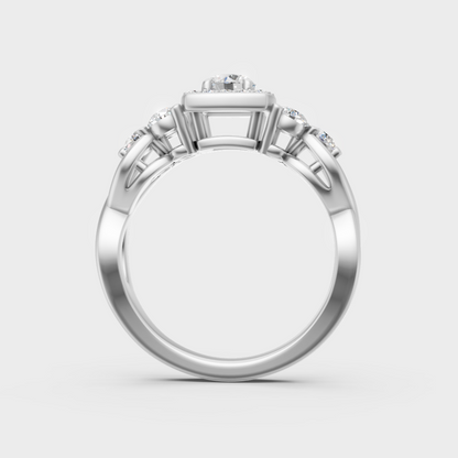 Sleek 18K White Gold Halo Ring Featuring A Gli Certified Round Lab Diamond