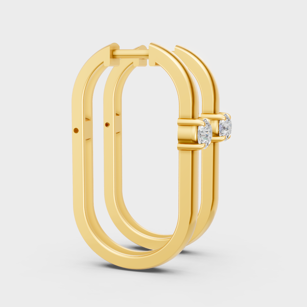 Sustainable 14K Yellow Gold Round Diamond Hoop Earrings for Everyday Luxury