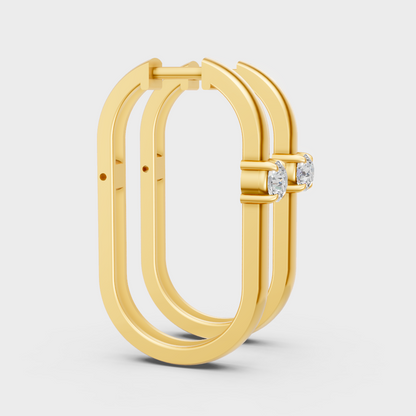 Sustainable 14K Yellow Gold Round Diamond Hoop Earrings for Everyday Luxury