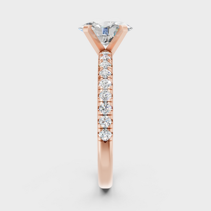 High-Polish Rose Gold 1.19 Carat Oval Lab Diamond Ring For Maximum Sparkle