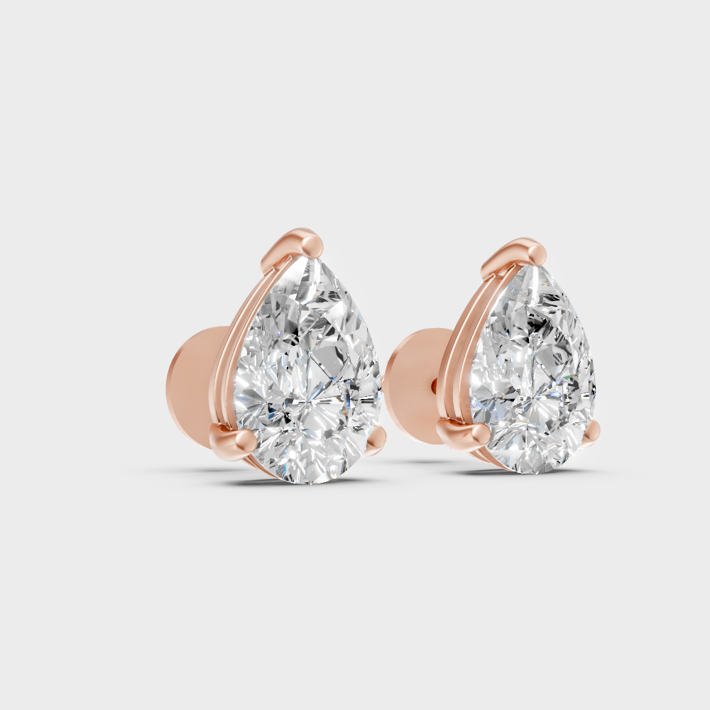 Certified Pear Lab-Grown Diamond Stud Earrings 3.50 Ct Rose Gold