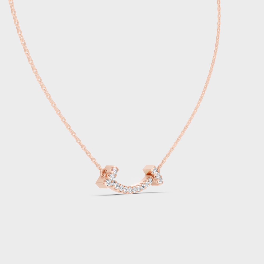 Certified 0.38 Carat Round Diamond Pendant Necklace Rose Gold