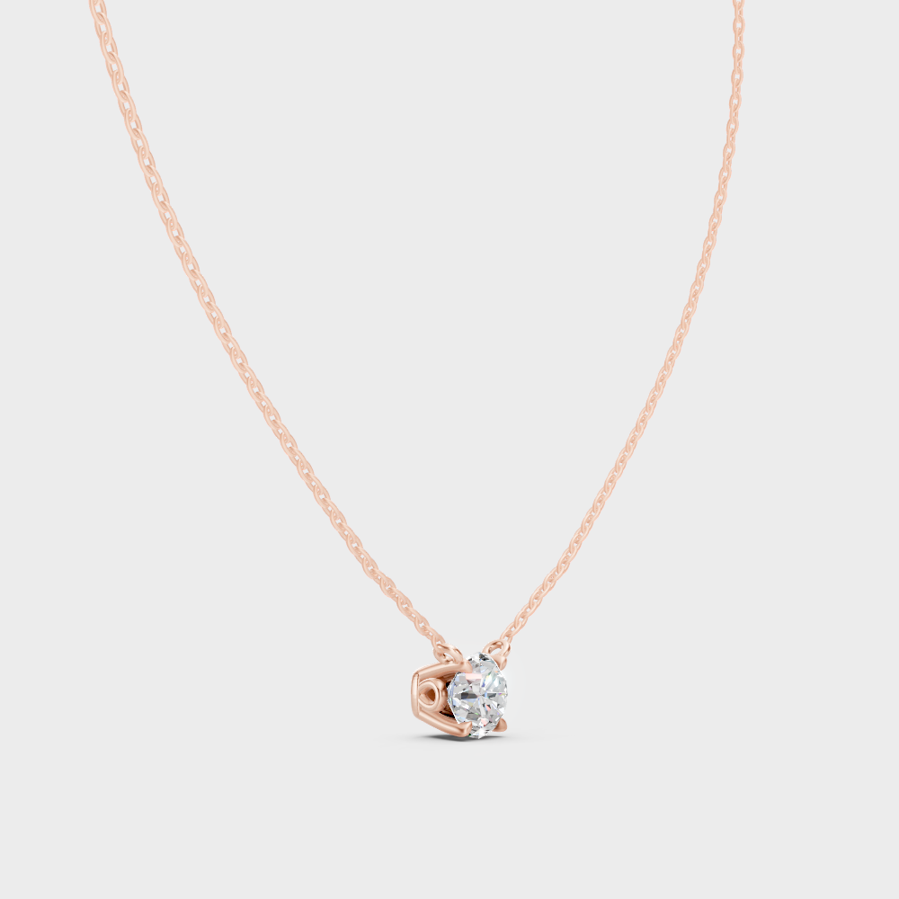 18K Rose Gold 1 Carat Round Brilliant Lab-Grown Diamond Pendant