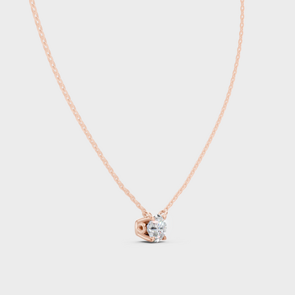 18K Rose Gold 1 Carat Round Brilliant Lab-Grown Diamond Pendant