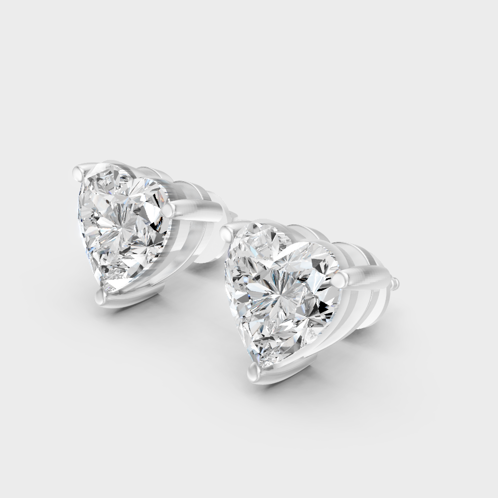 Certified Heart Diamond Stud Earrings 1.50 Ct White Gold