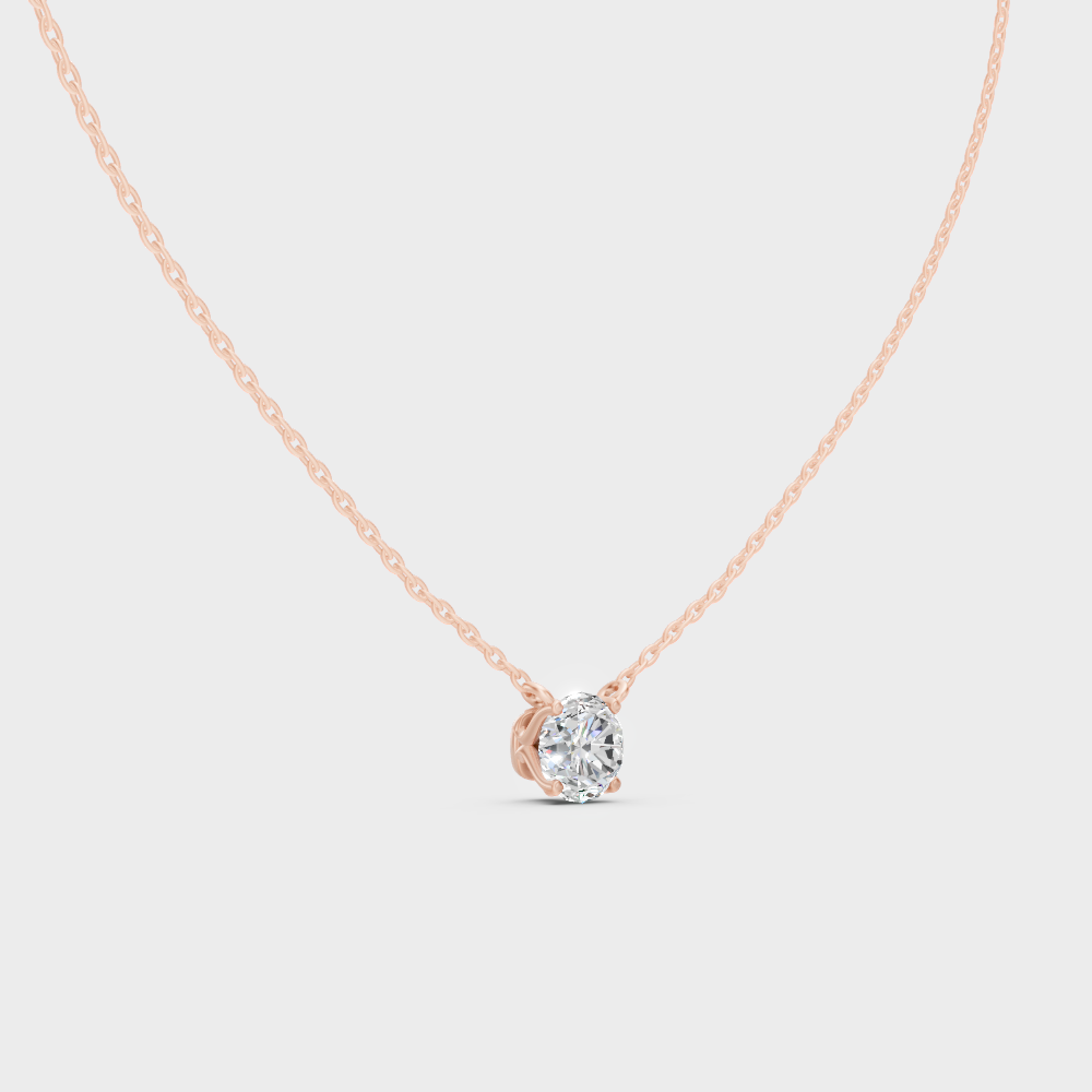Certified Round Lab Diamond Pendant Necklace Rose Gold