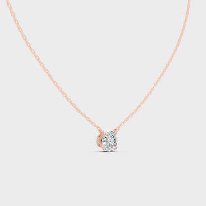 Certified Round Lab Diamond Pendant Necklace Rose Gold