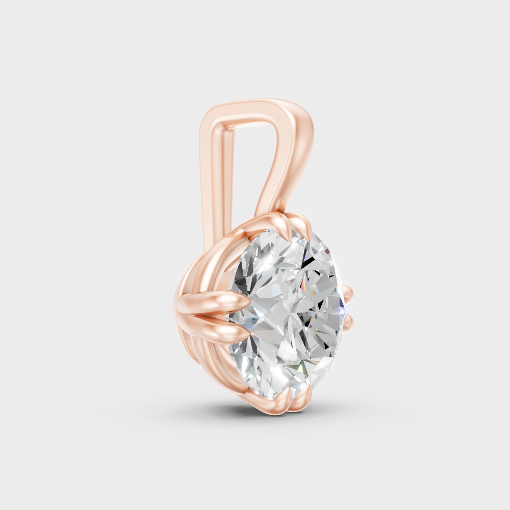 1 Carat Round Diamond Pendant Rose Gold