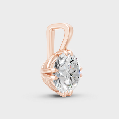 1 Carat Round Diamond Pendant Rose Gold