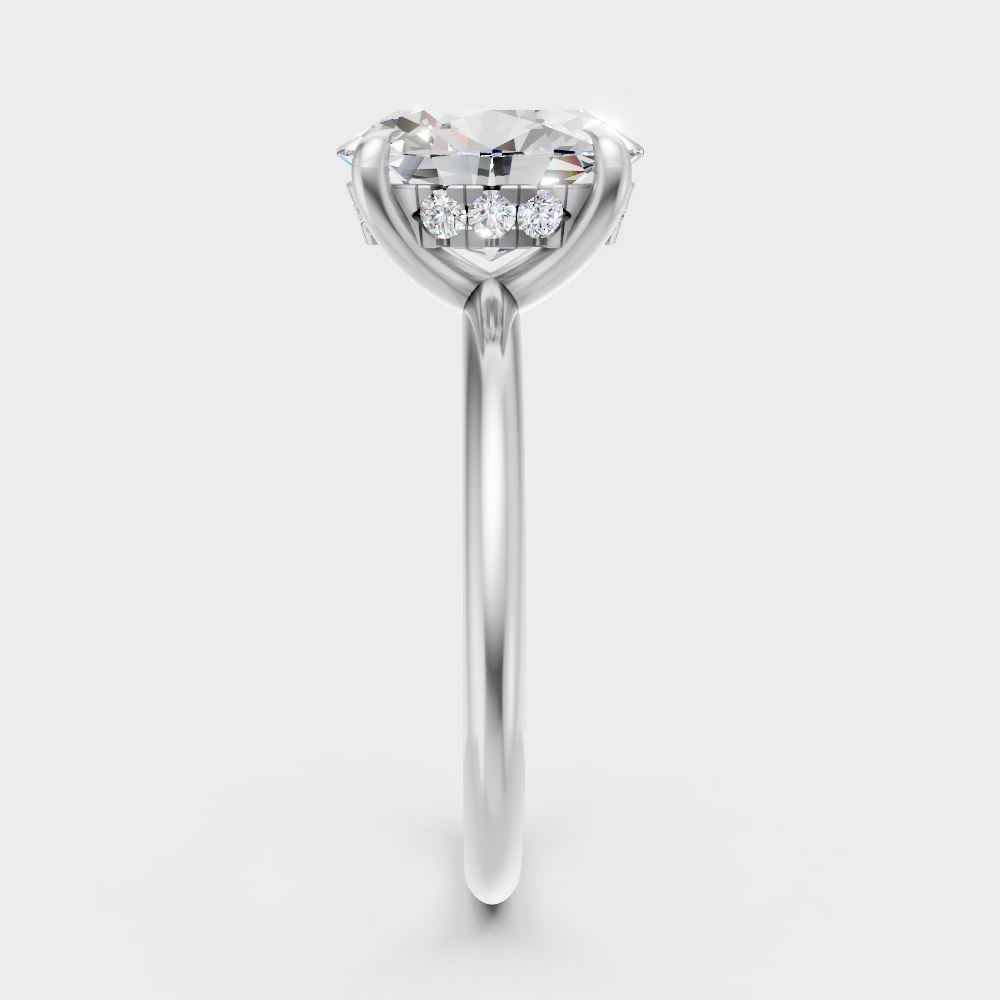  High-Polish 950 Platinum Oval Lab Diamond Hidden Halo Ring For Maximum Brilliance