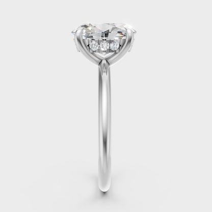  High-Polish 950 Platinum Oval Lab Diamond Hidden Halo Ring For Maximum Brilliance