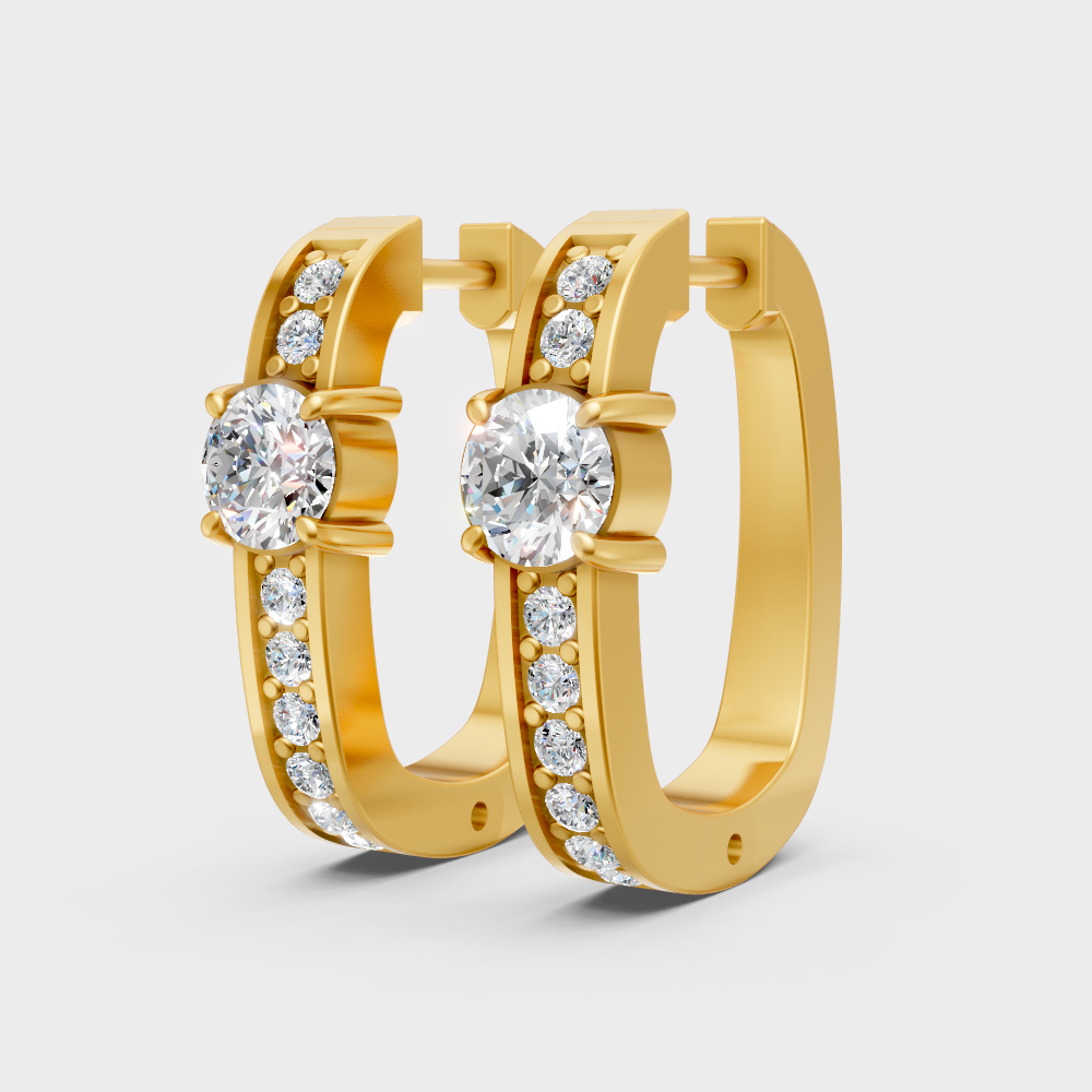 GLI-certified round-cut lab-grown diamond hoop earrings in 18K yellow gold