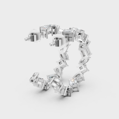 white gold multi-shape diamond hoop earrings for a sophisticated, icy sparkle.