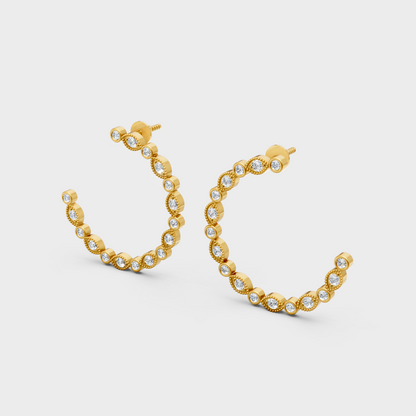 GLI-certified round-cut lab-grown diamond hoop earrings in 18K yellow gold