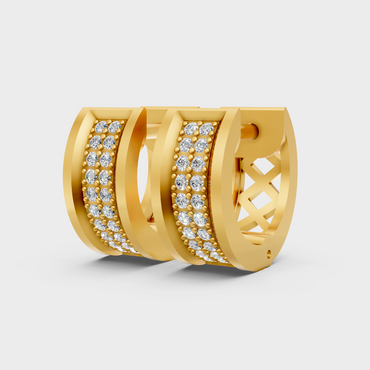 Luxury Men’s Round Cut Lab Diamond Hoop Earrings In 14K Yellow Gold Hallmark