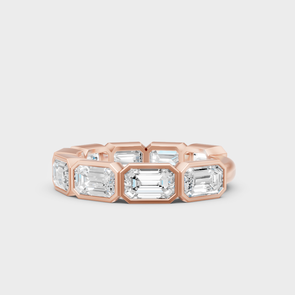 9K Rose Gold Emerald-Cut Lab-Grown Diamond Band With Hallmark Quality
