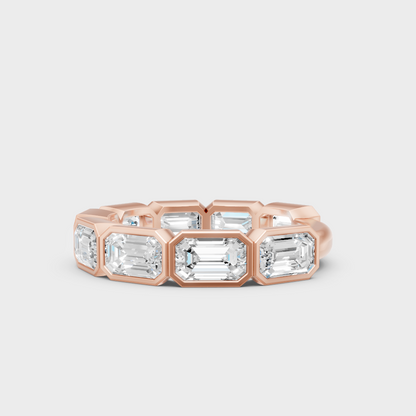 9K Rose Gold Emerald-Cut Lab-Grown Diamond Band With Hallmark Quality