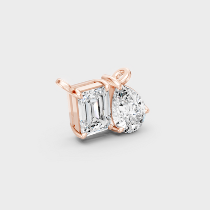 Rose Gold Emerald & Pear-Cut Lab-Grown Diamond Pendant For Modern Ethical Luxury