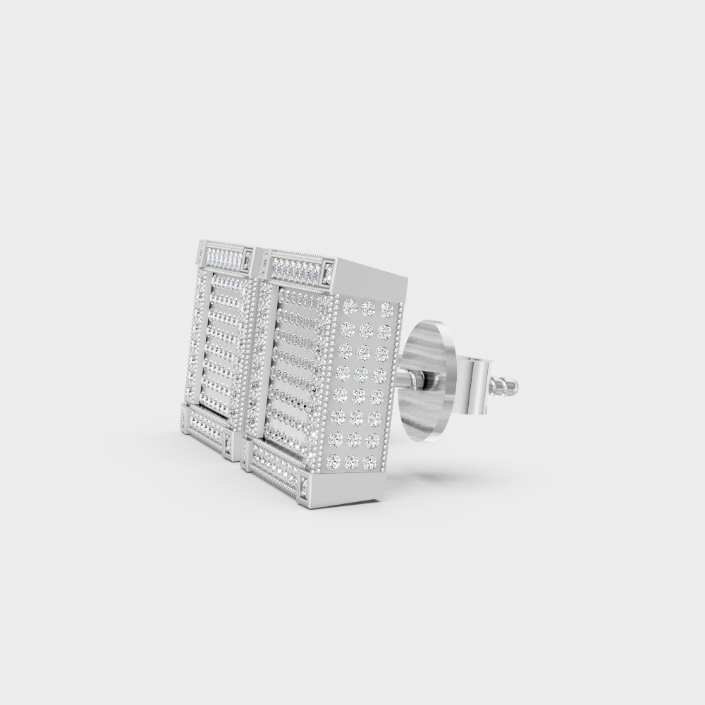 Ethical Lab Grown Diamond Men’s Stud Earrings In Platinum 950 Luxury Style