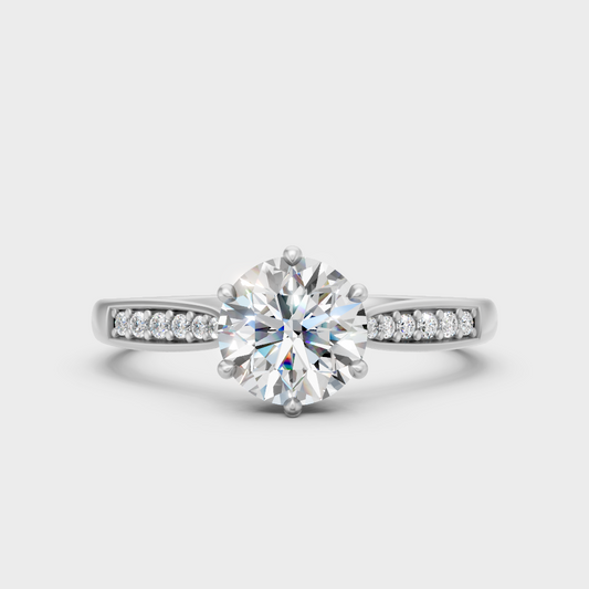 Customizable White Gold Round-Shaped Lab Diamond Engagement Ring