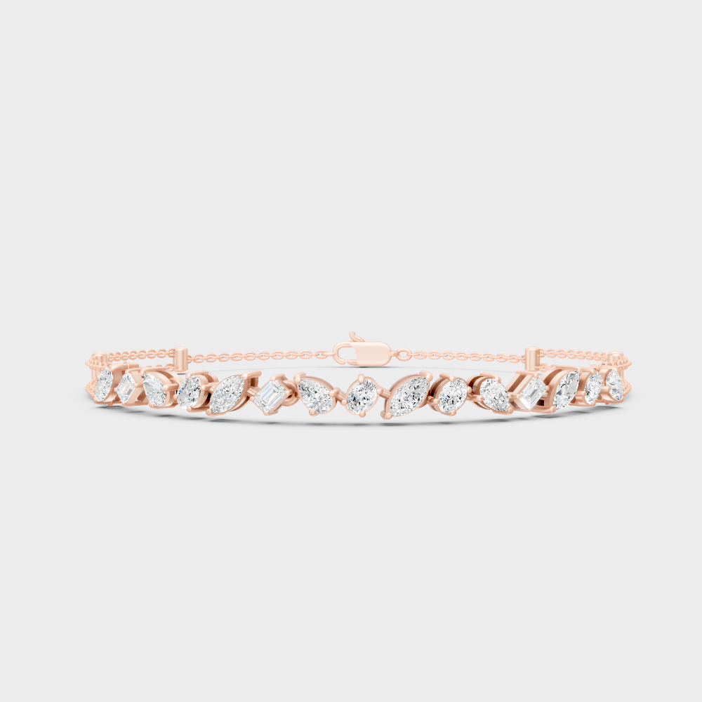 Luxury Multi Shape Diamond Bracelet Rose Gold Jewelry