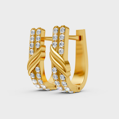 Luxury Yellow Gold Lab-Grown Diamond Hoop Earrings 0.10 Ct Each