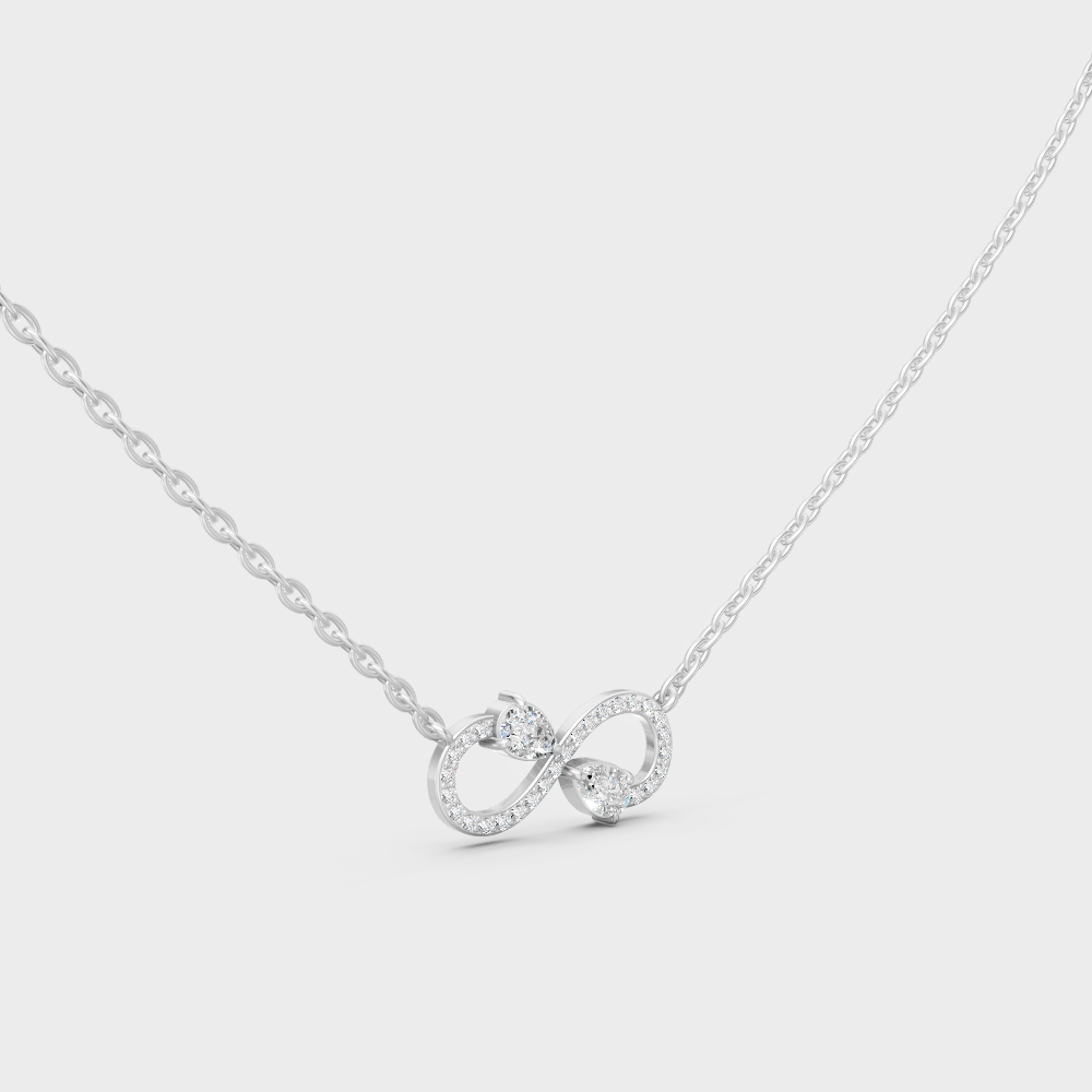 GLI Certified 0.71 Carat Pear Round Diamond Infinity Necklace White Gold
