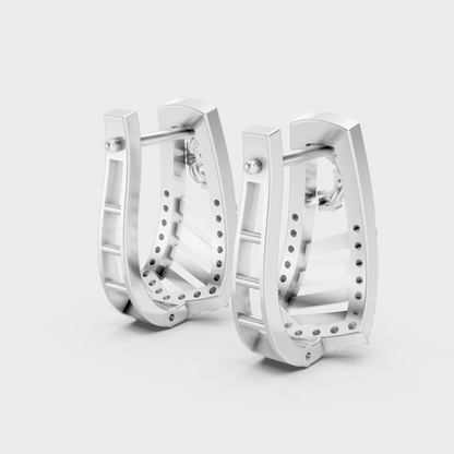 Luxury Platinum Round Cut Lab Diamond Hoop Earrings For Women