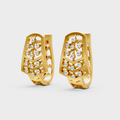 Hallmark Yellow Gold Round Cut Lab Diamond Hoop Earrings For Women