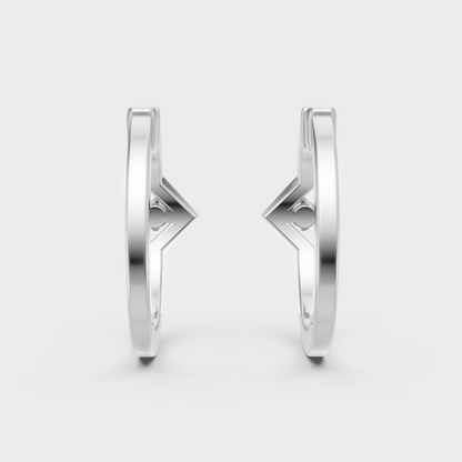 Delicate Diamond Hoop Earrings In Platinum 950 Refined Sparkle