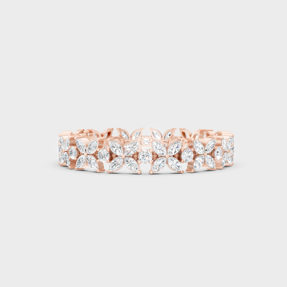 Luxury Marquise Round Diamond Bracelet Rose Gold