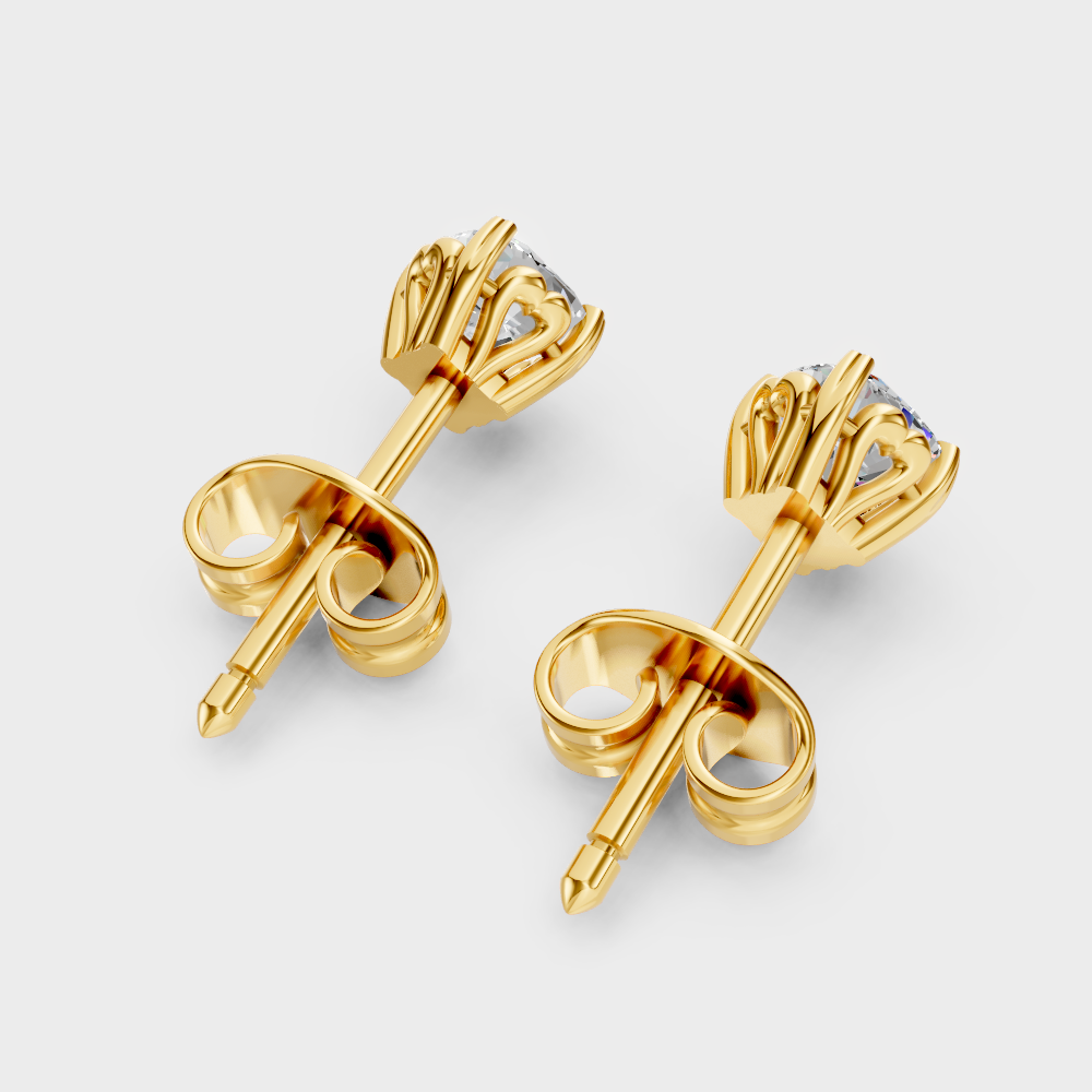 Ethical Luxury 4 Ct Lab Diamond Stud Earrings Yellow Gold