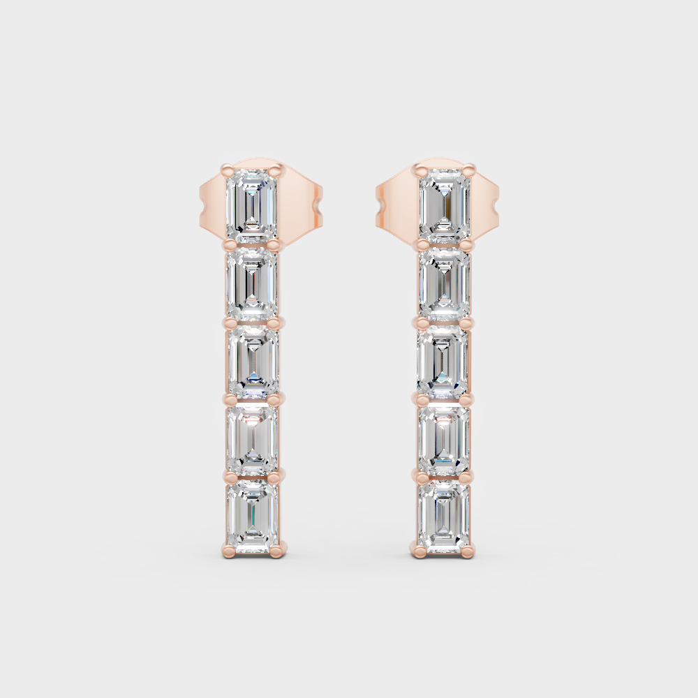 0.35 Ct Each Lab Grown Baguette Diamond Stud Earrings In Rose Gold GLI Certified