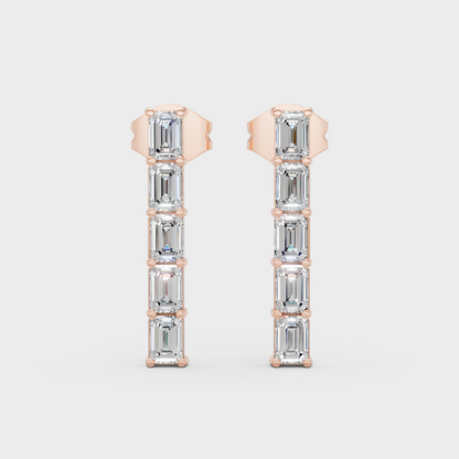 0.35 Ct Each Lab Grown Baguette Diamond Stud Earrings In Rose Gold GLI Certified