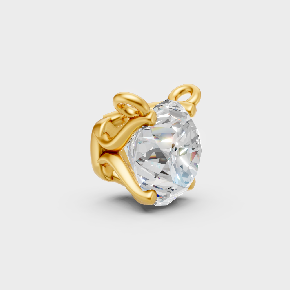 Luxury Round Cut Diamond Pendant Yellow Gold