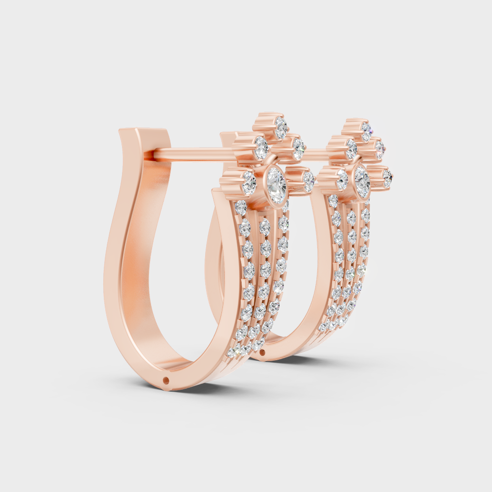 Hallmark Rose Gold Round Cut Lab Diamond Hoop Earrings For Women