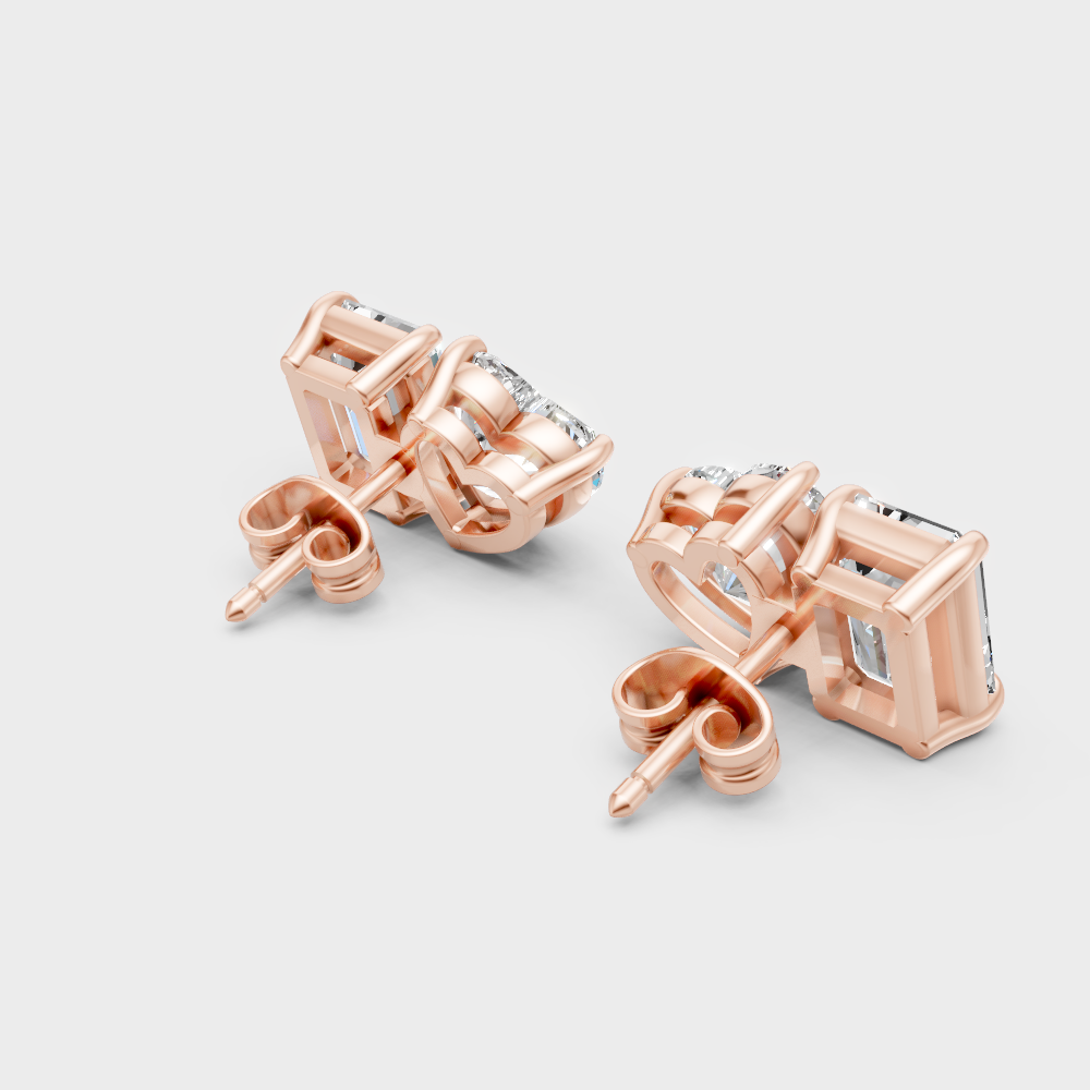Certified Emerald And Heart Cut Lab-Grown Diamonds 4 Ct Total Toi-Et-Moi Stud Earrings – Ethical Fine Jewelry