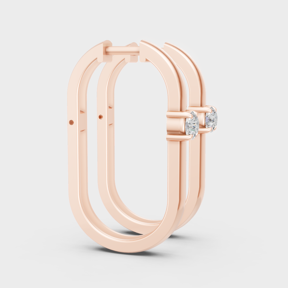 14K Rose Gold Hoop Earrings featuring Brilliant Sustainable Lab Diamonds