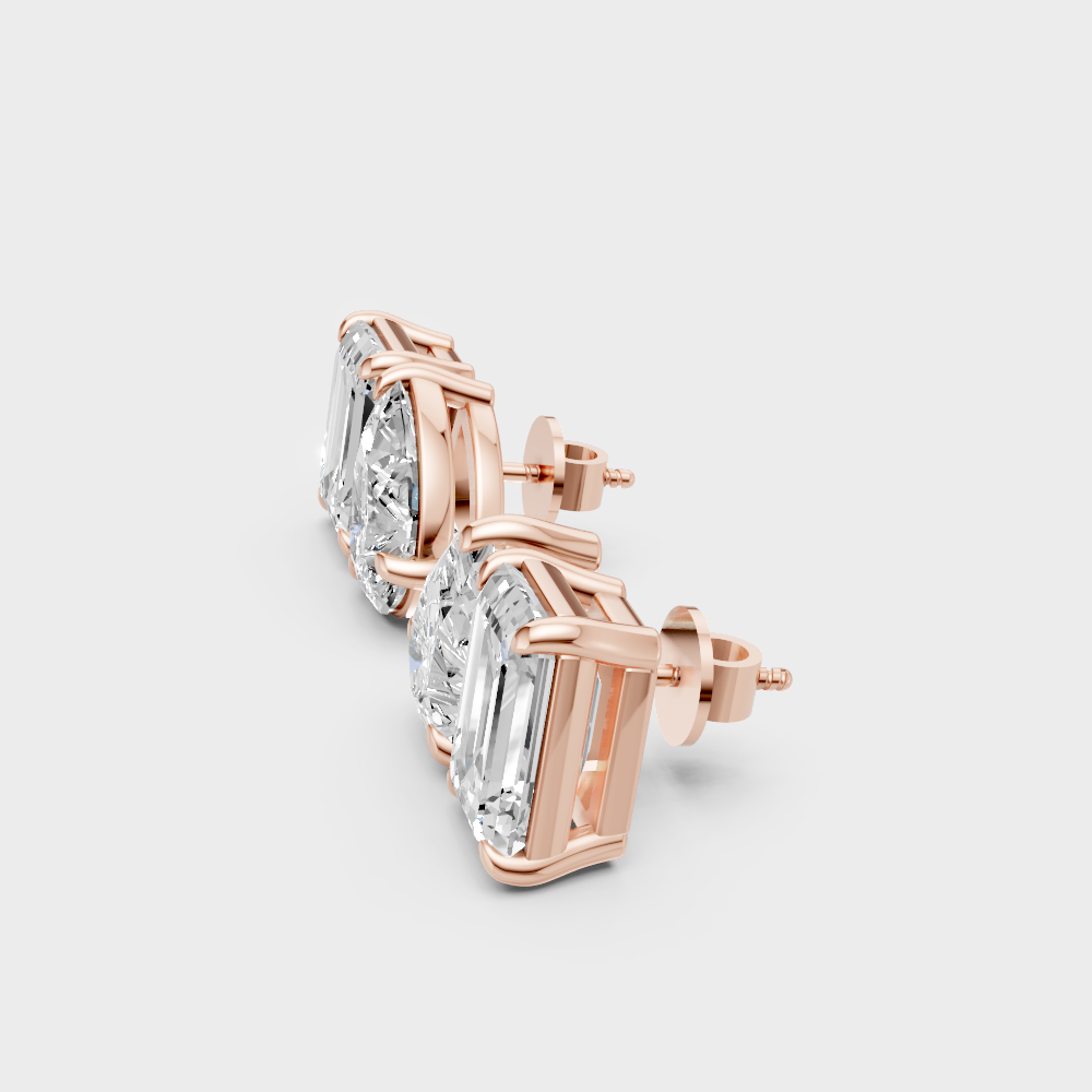 Ethical Luxury Emerald Pear Lab Diamond Earrings 18K Rose Gold Certified