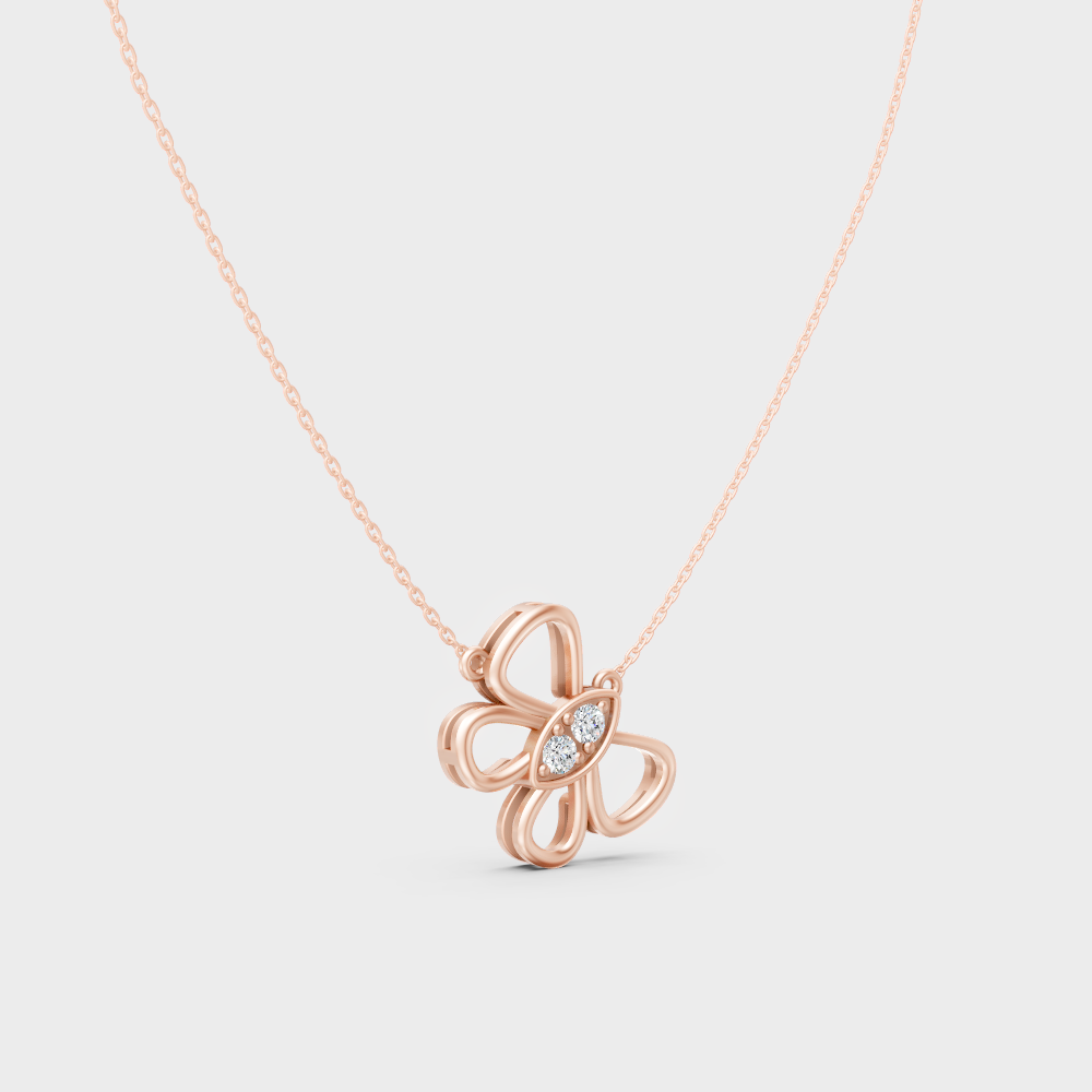 GLI Certified 0.16 Ct Round Lab-Grown Diamond Necklace Rose Gold