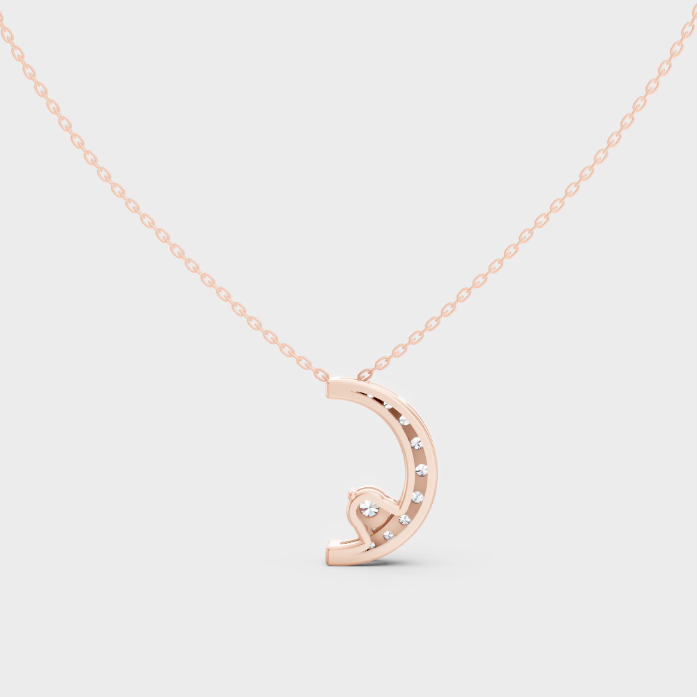 Fine Jewelry Lab-Grown Round Diamond Pendant Necklace In Rose Gold